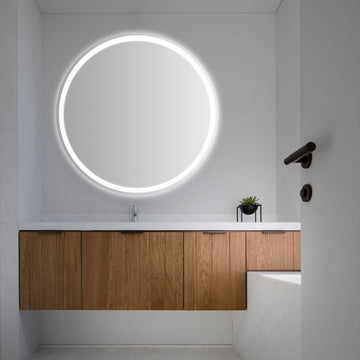 Dane 27 Round Frameless Anti-Fog Aluminum Front/Back-lit Tri-color LED Bathroom Vanity Mirror with Smart Touch Control - JONATHAN Y